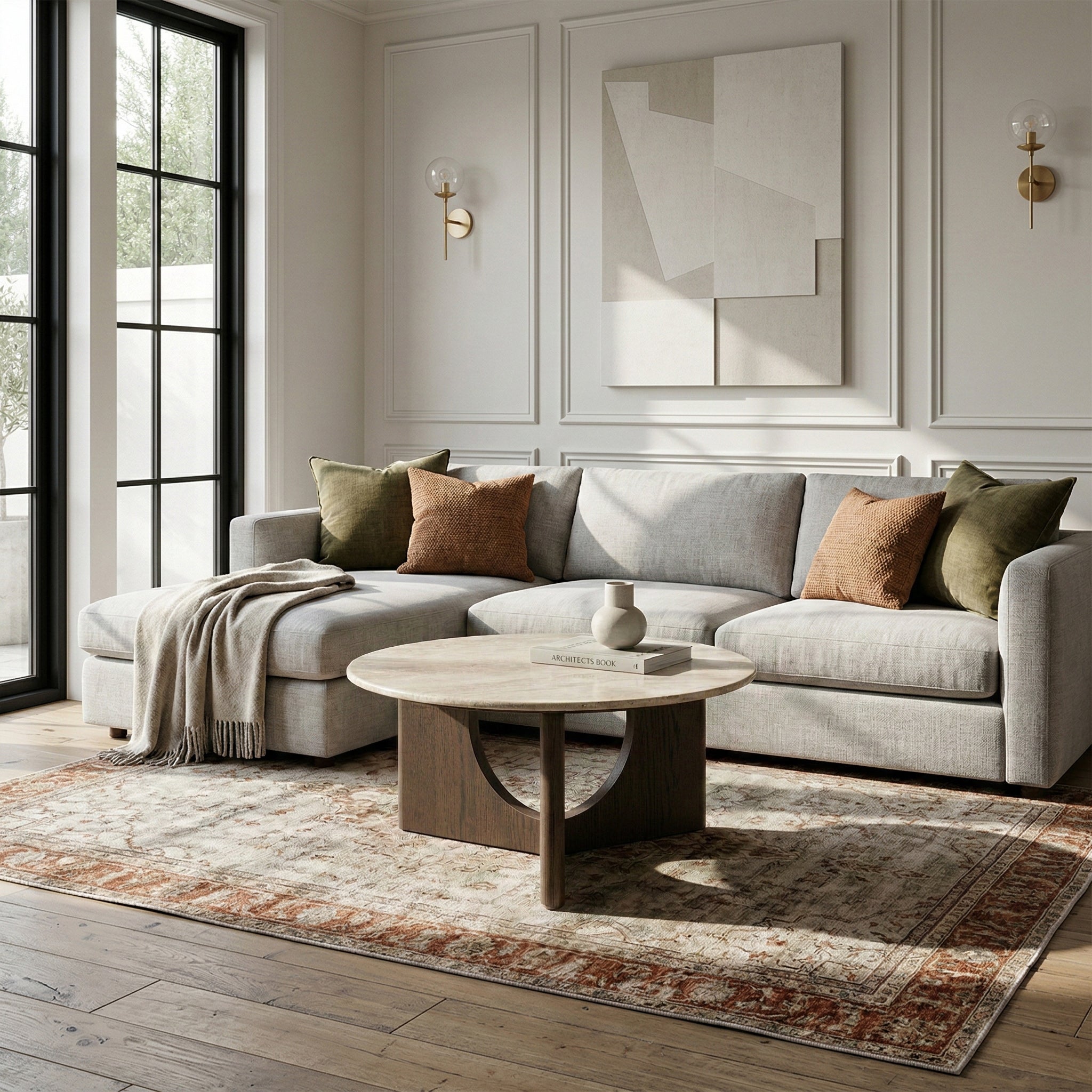 Mylor Travertine Top Coffee Table