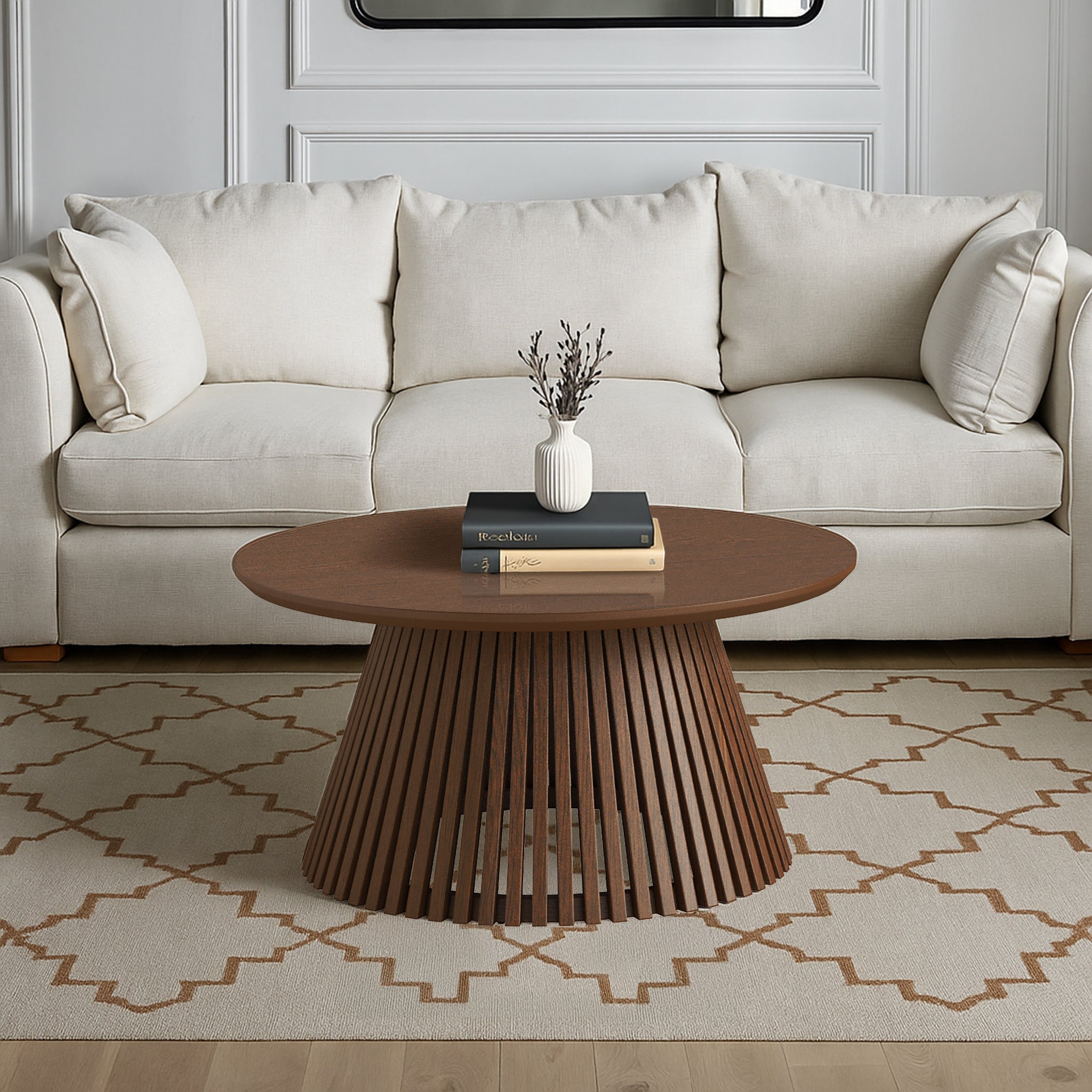 Shorwell Dark Oak Slatted Round Coffee Table