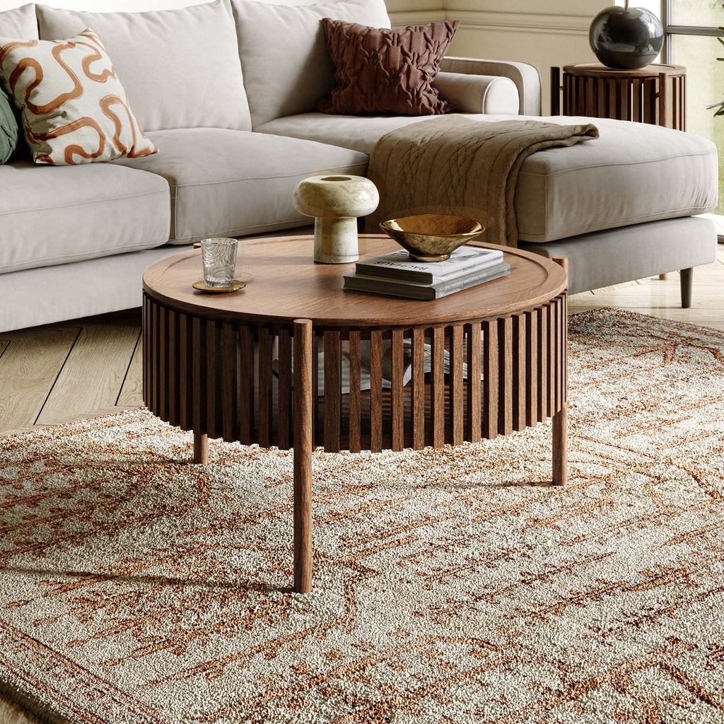Shorwell Dark Oak Slatted Story 2 Door Coffee Table