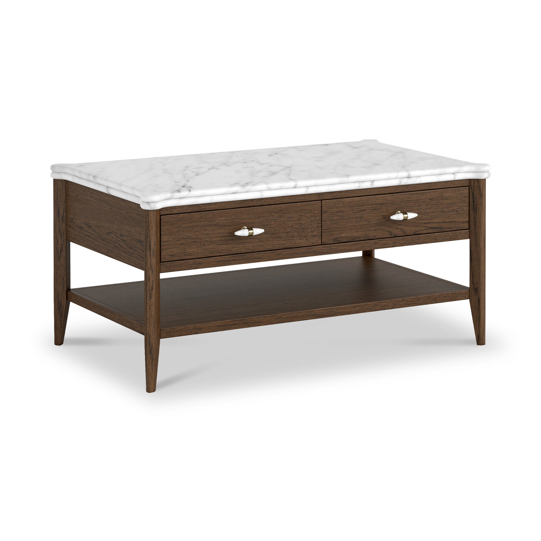 Hawthorne Dark Oak & Marble 2 Drawer Coffee Table