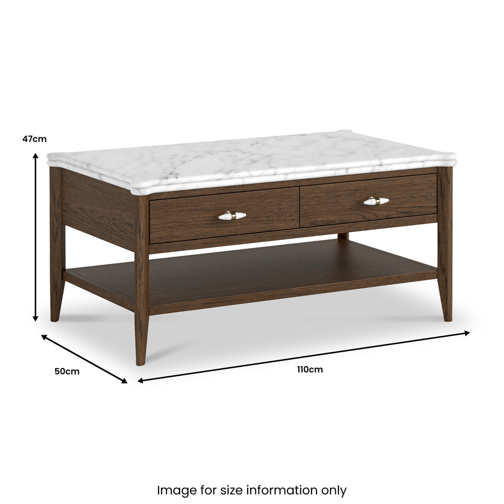 Hawthorne Dark Oak & Marble 2 Drawer Coffee Table