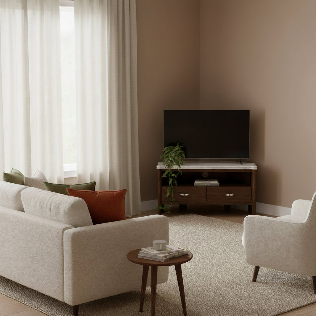 Hawthorne Dark Oak & Marble 100cm Corner TV Unit
