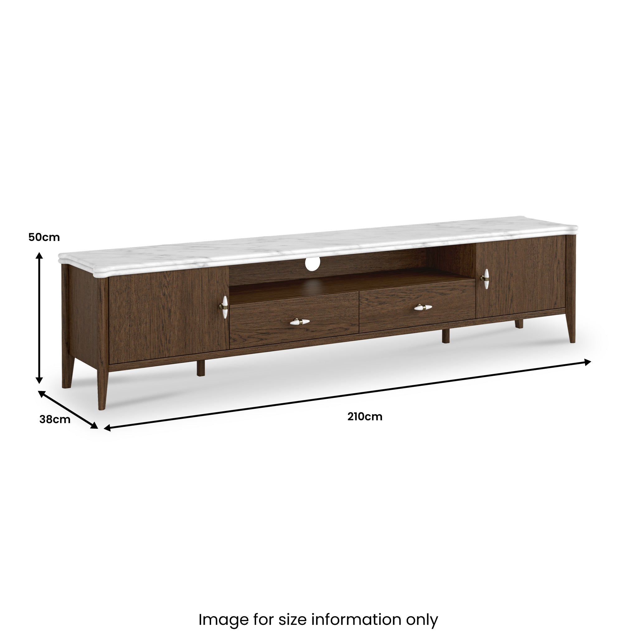 Hawthorne Dark Oak & Marble 210cm Large TV Unit