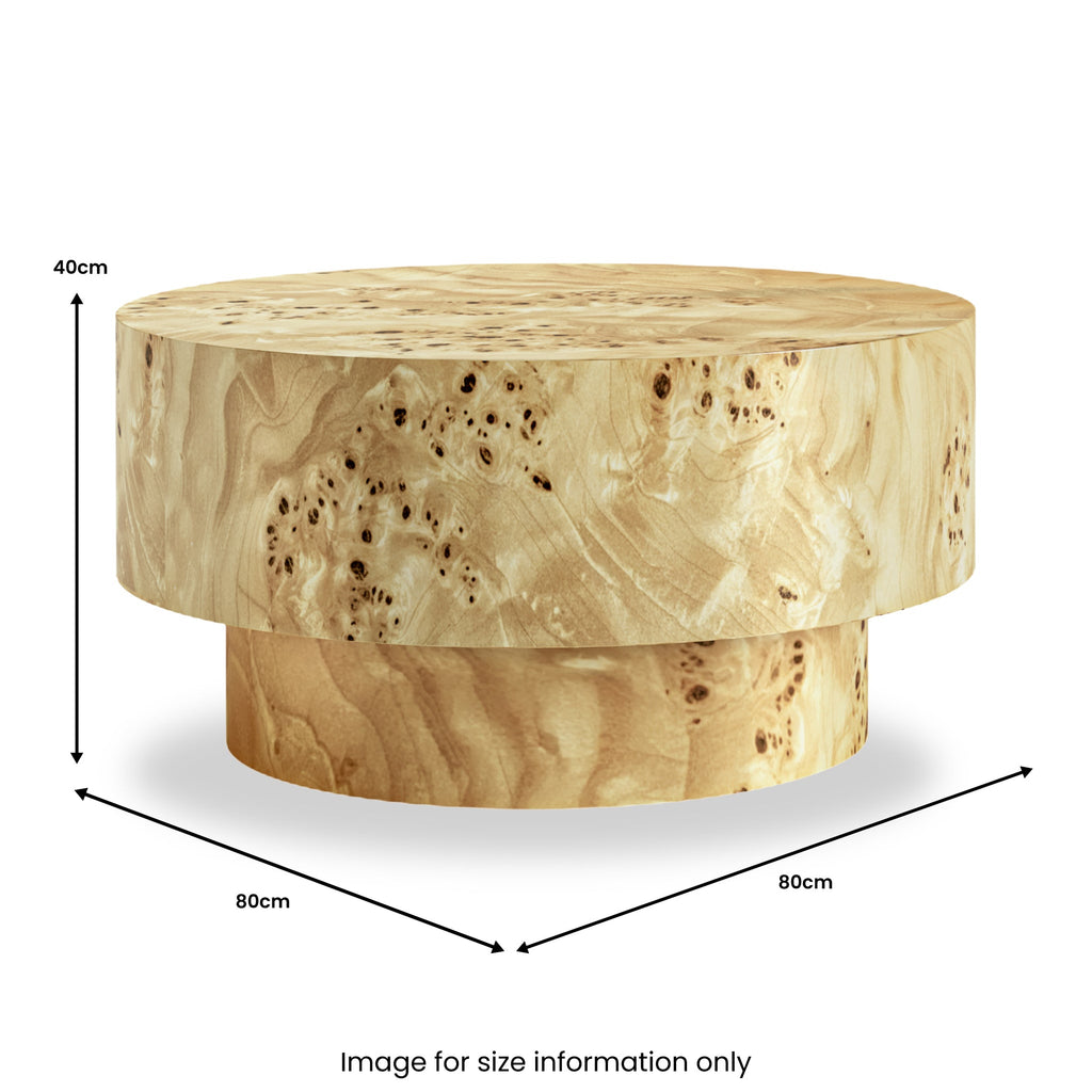 Calder Light Burl Round Coffee Table