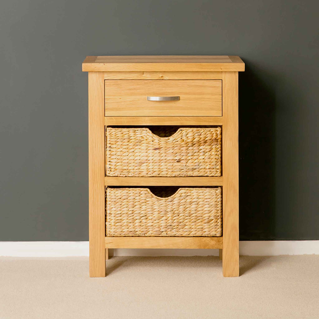 London Oak Telephone Table with Baskets