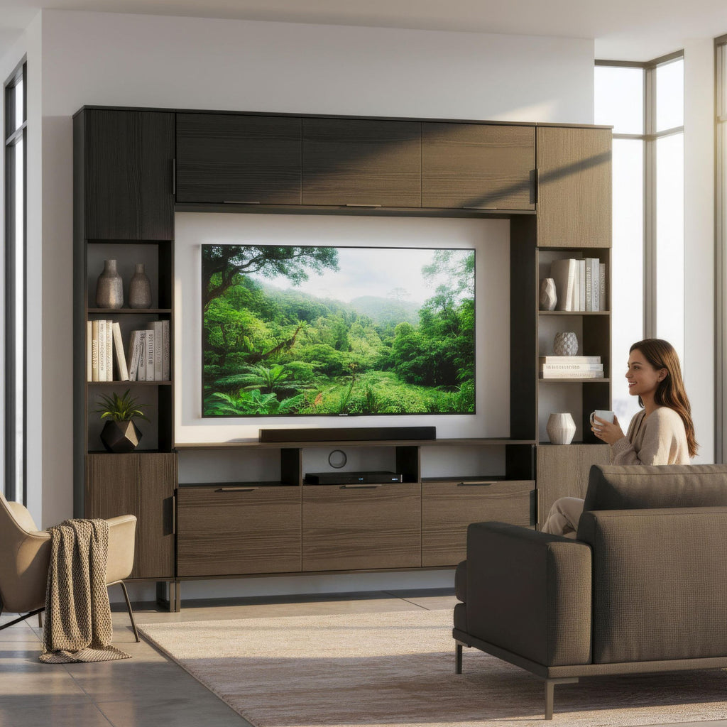 Ashbourne Media Wall TV Unit with Overhead Storage