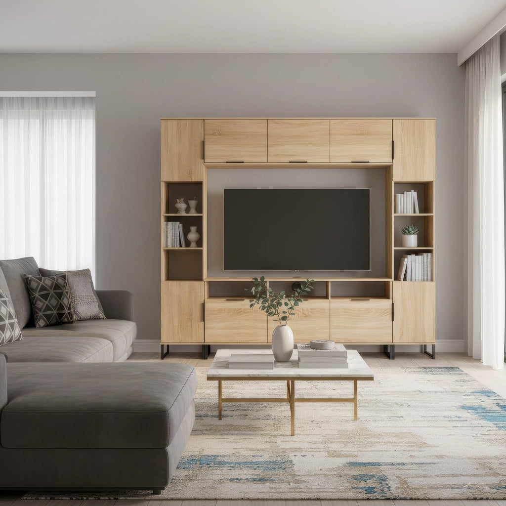 Ashbourne Media Wall TV Unit with Overhead Storage