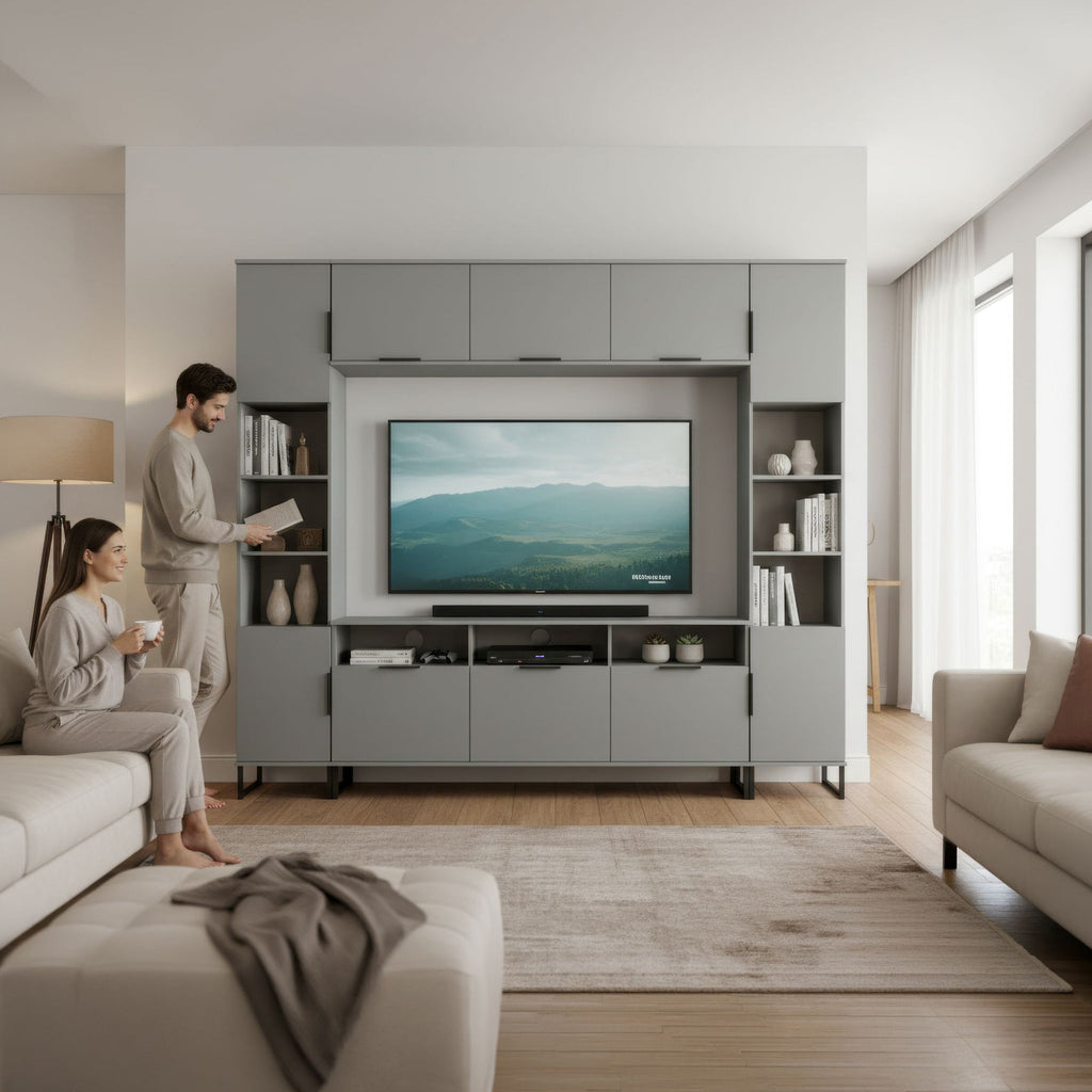 Ashbourne Media Wall TV Unit with Overhead Storage