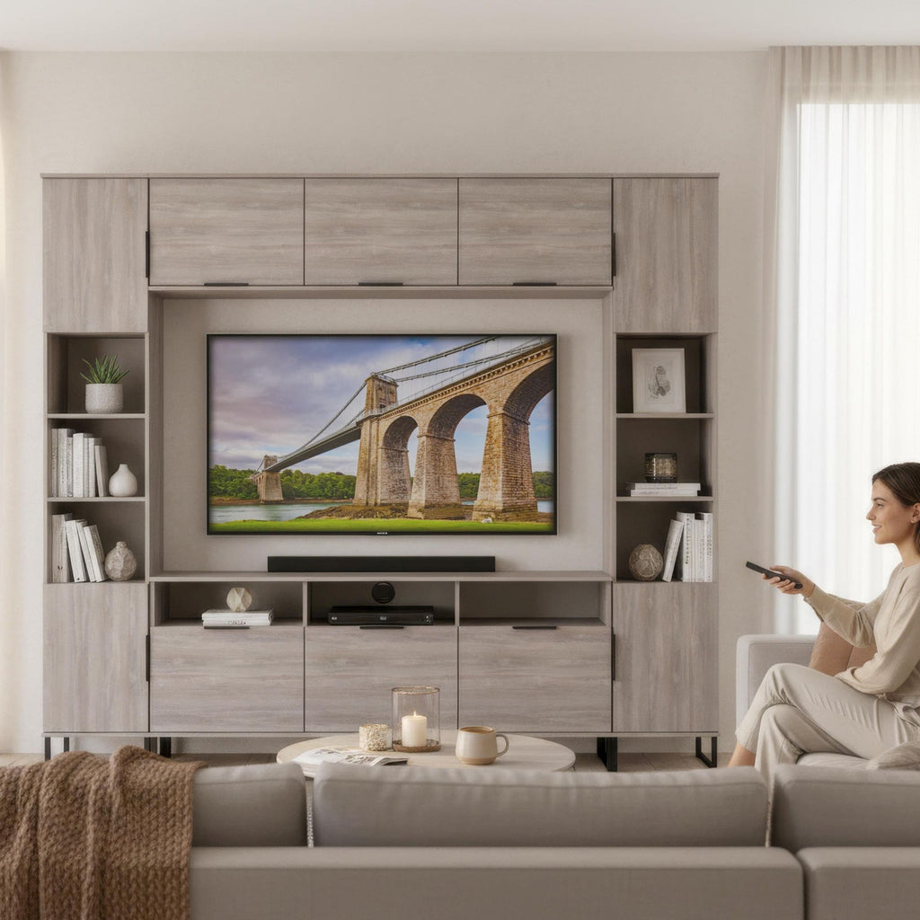 Ashbourne Media Wall TV Unit with Overhead Storage