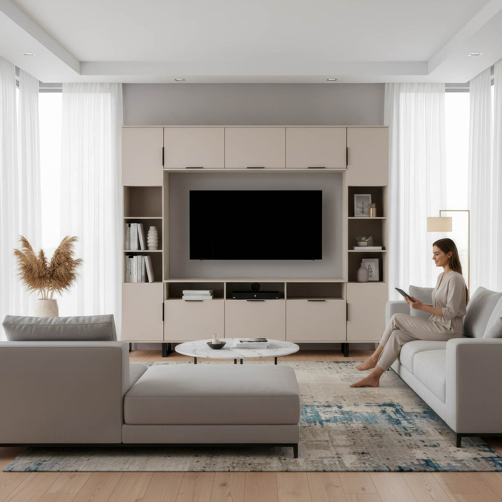 Ashbourne Media Wall TV Unit with Overhead Storage