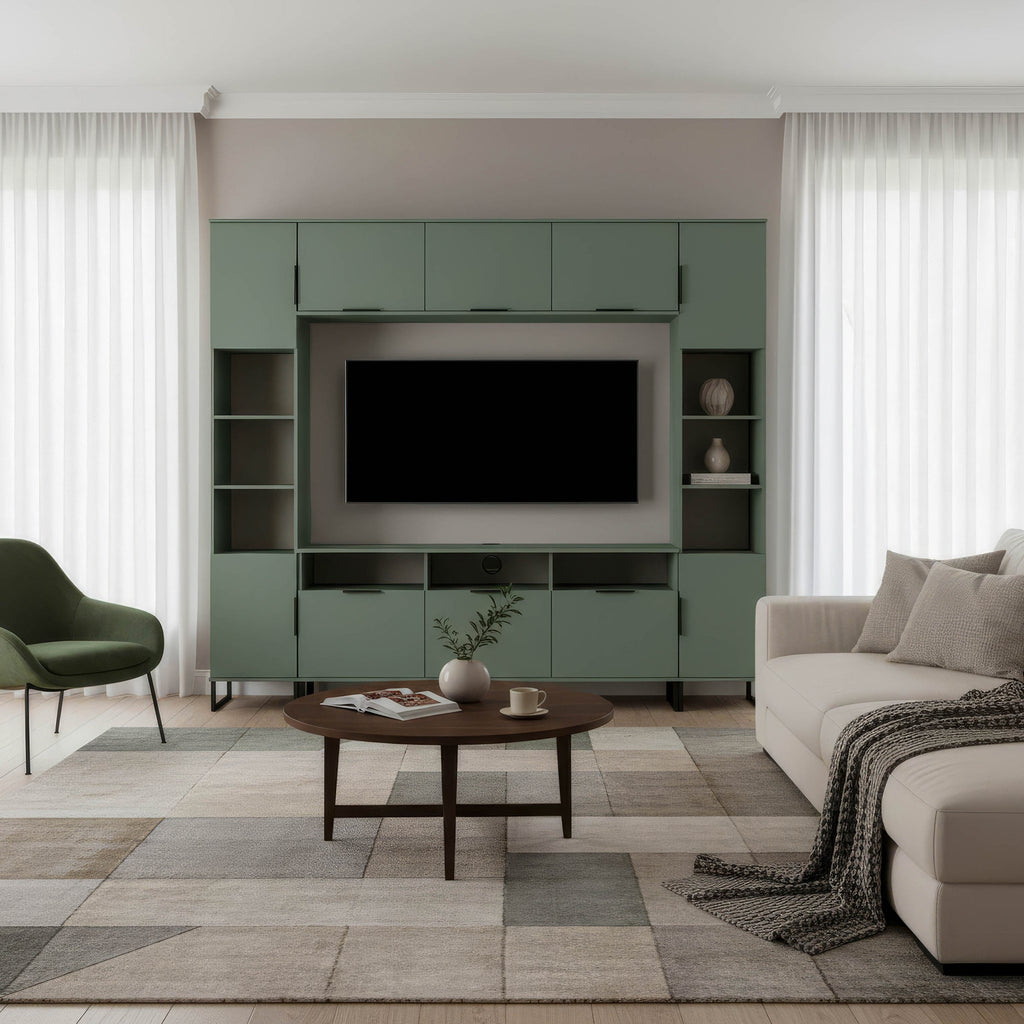 Ashbourne Media Wall TV Unit with Overhead Storage