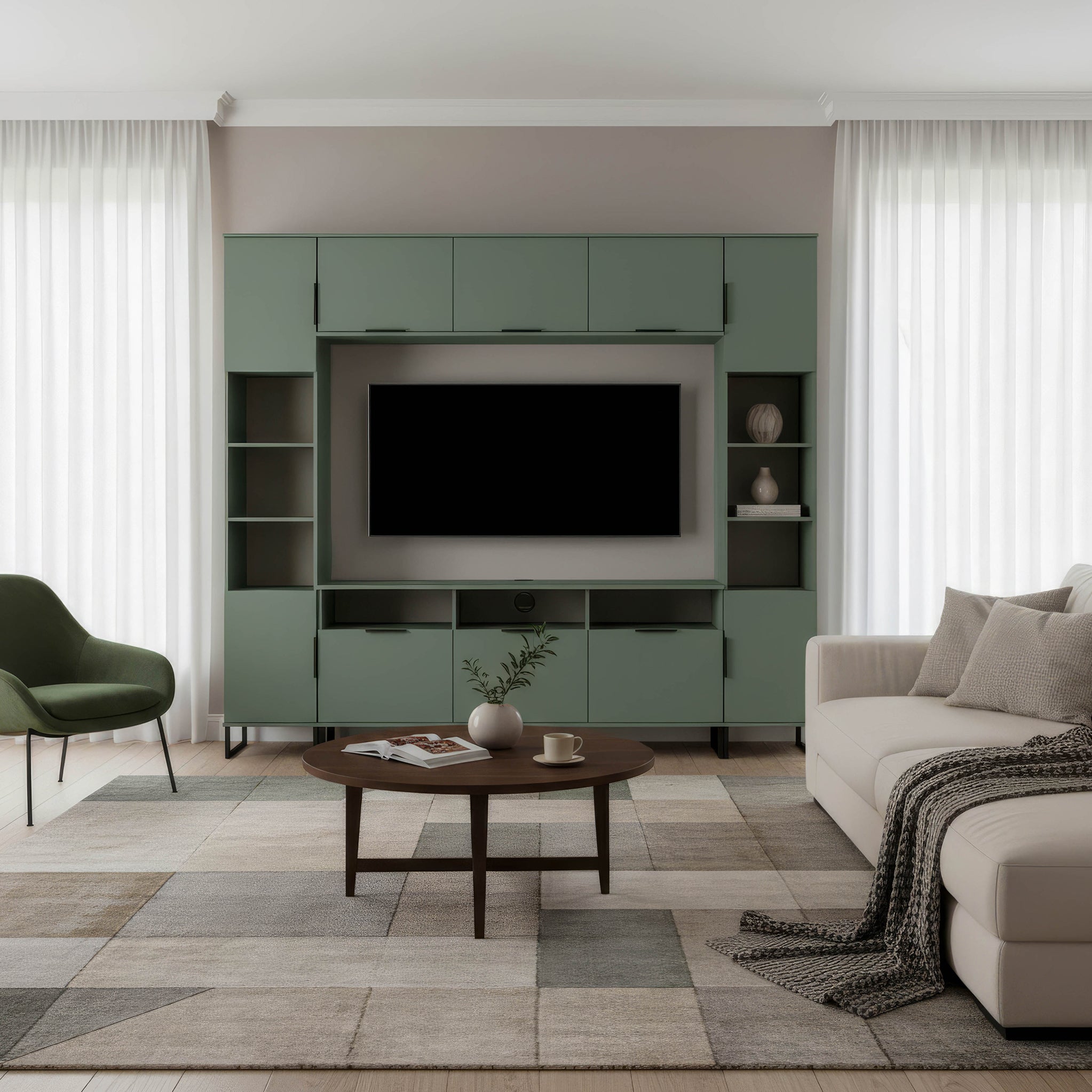 Ashbourne Media Wall TV Unit with Overhead Storage