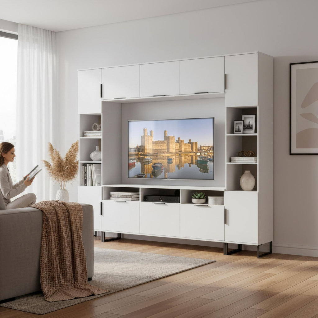 Ashbourne Media Wall TV Unit with Overhead Storage