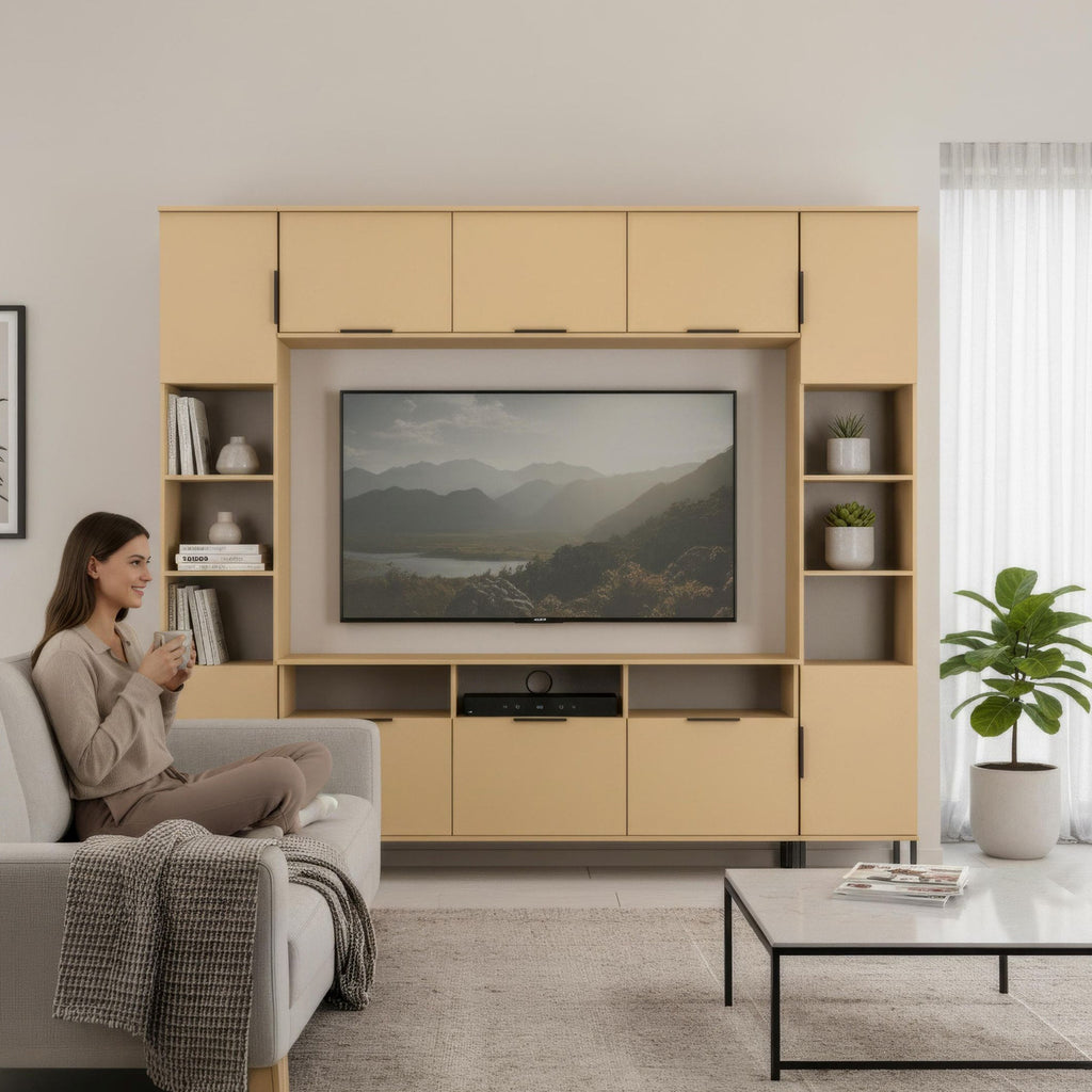 Ashbourne Media Wall TV Unit with Overhead Storage