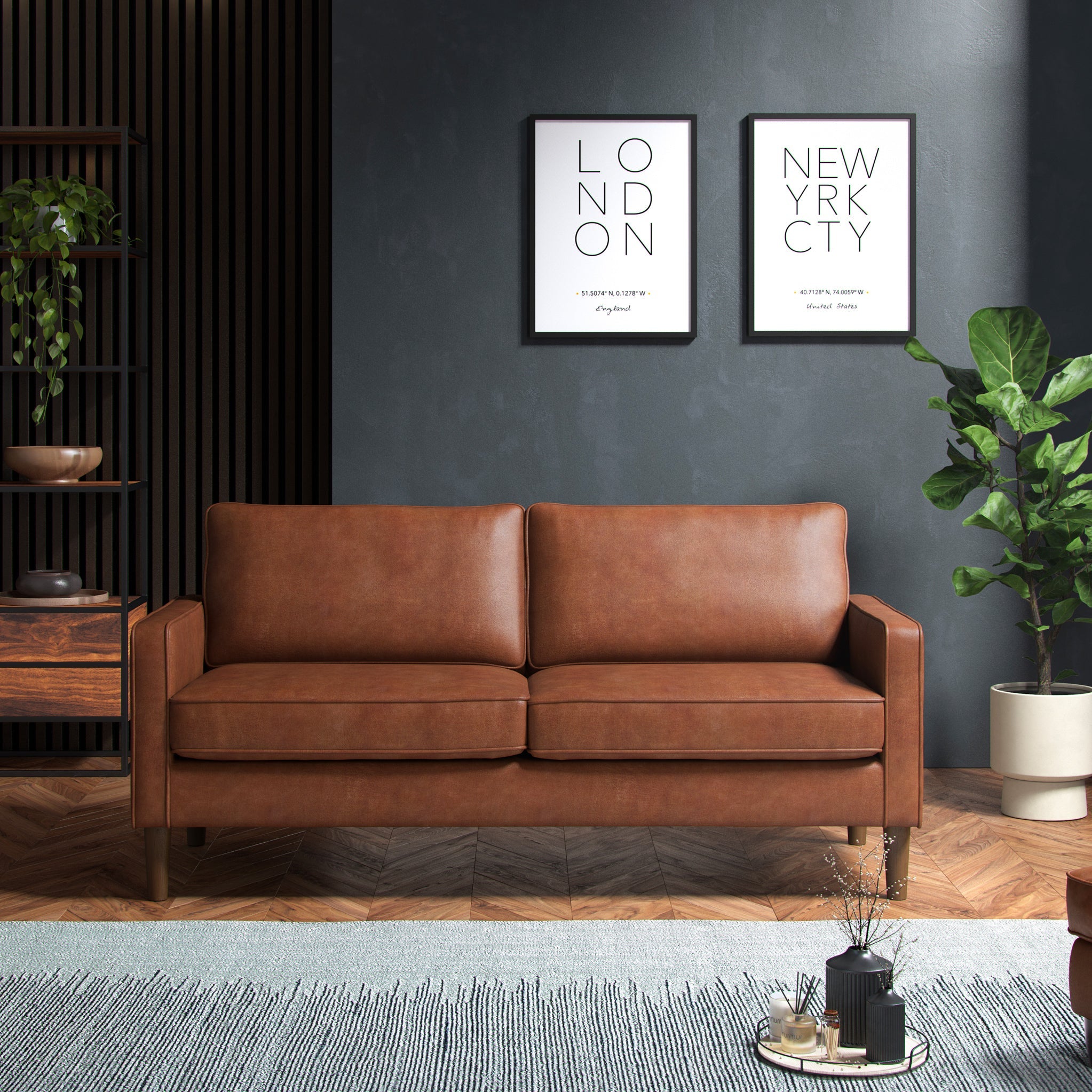 Jefri Faux Leather 3 Seater Sofa