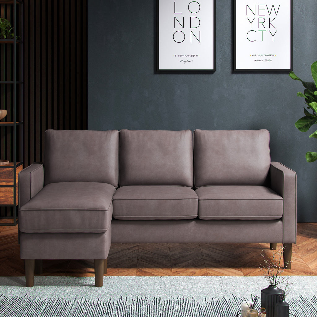 Jefri Faux Leather Reversible Chaise Sofa