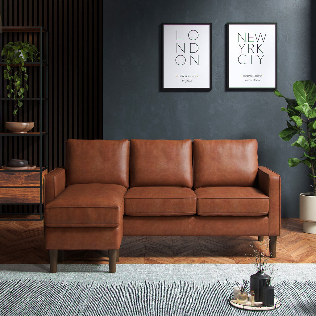 Jefri Faux Leather Reversible Chaise Sofa