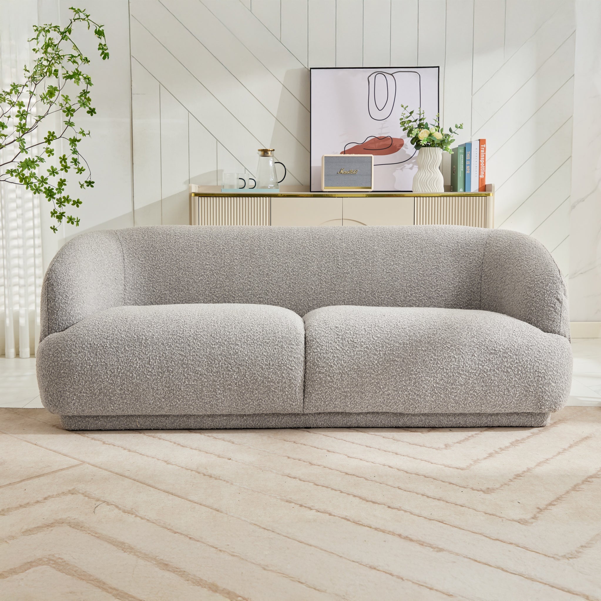 Sudsy Soft Boucle Curve 3 Seater Sofa