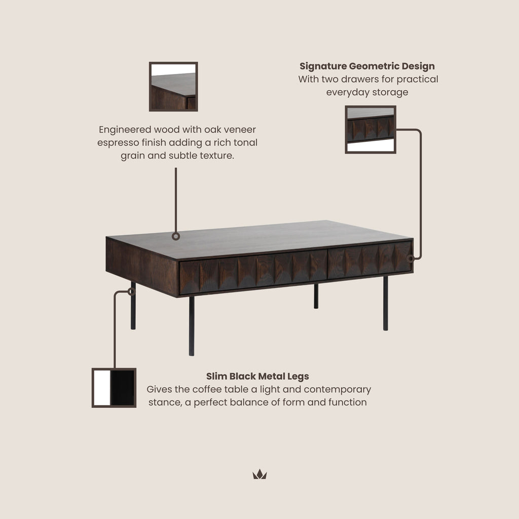 Roka Oak Geometric Coffee Table