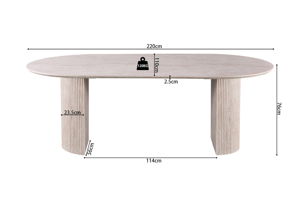 Table 'Lagos' 220 cm Ovale Décor Travertin Beige