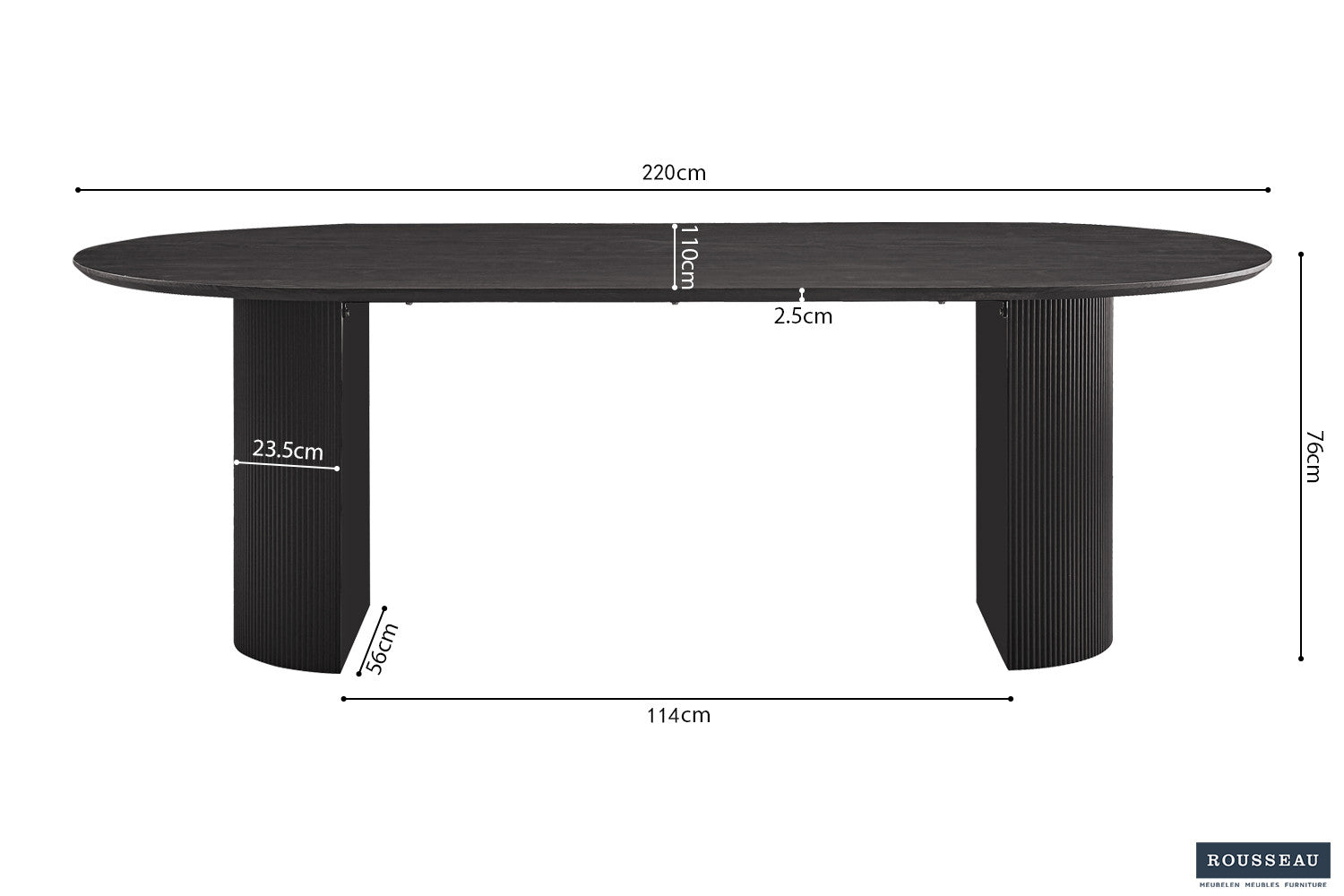 Table à manger ovale LAGOS – 220 cm – Décor bois brun foncé