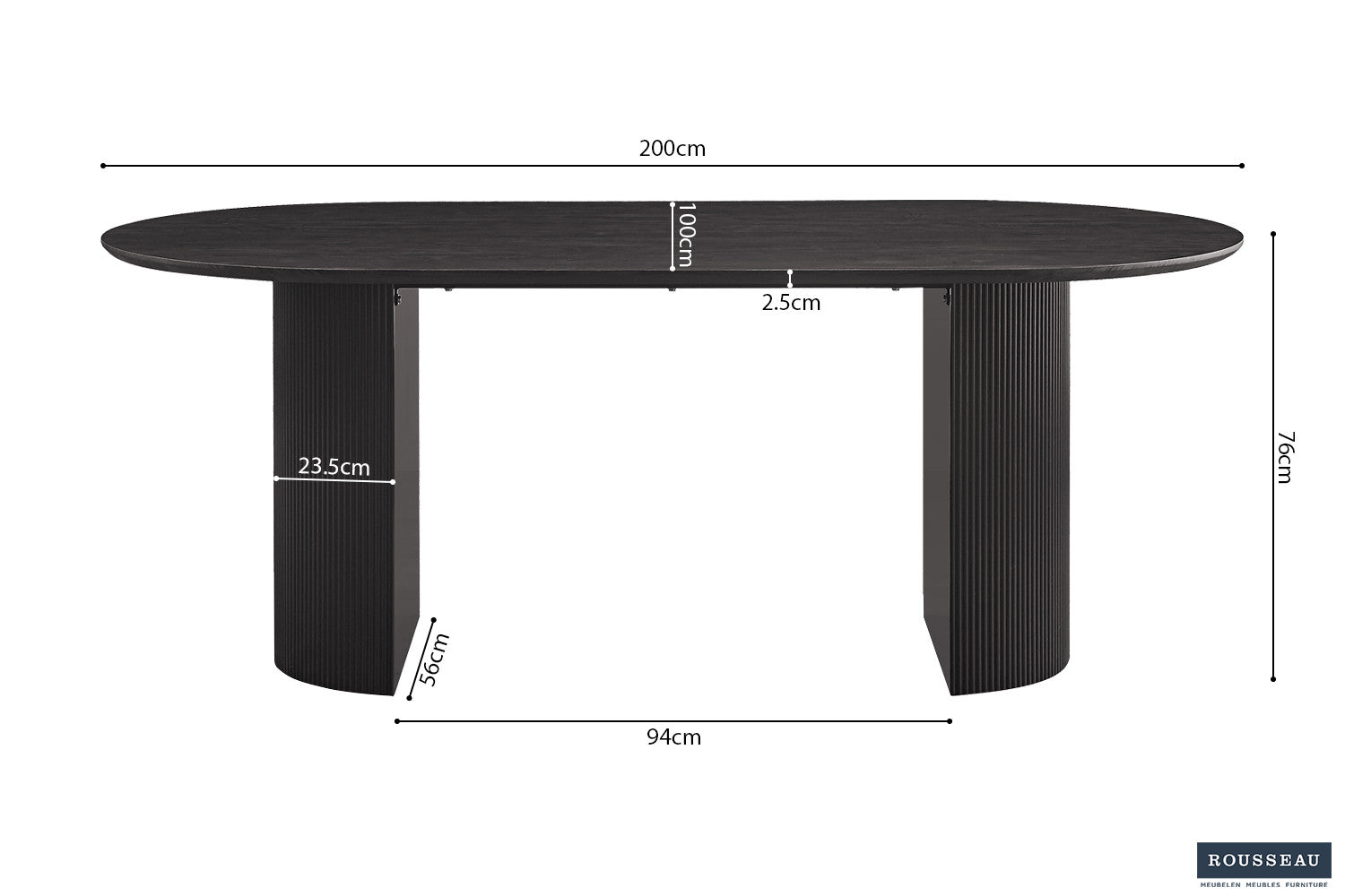 Table à manger ovale LAGOS – 220 cm – Décor bois brun foncé