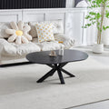 Table Basse Ophelia Ovale 120 cm – Céramique Noir Pieds Noir