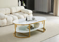 Table Basse Leila Dorée & Marbre Blanc – Design Élégant 130 cm