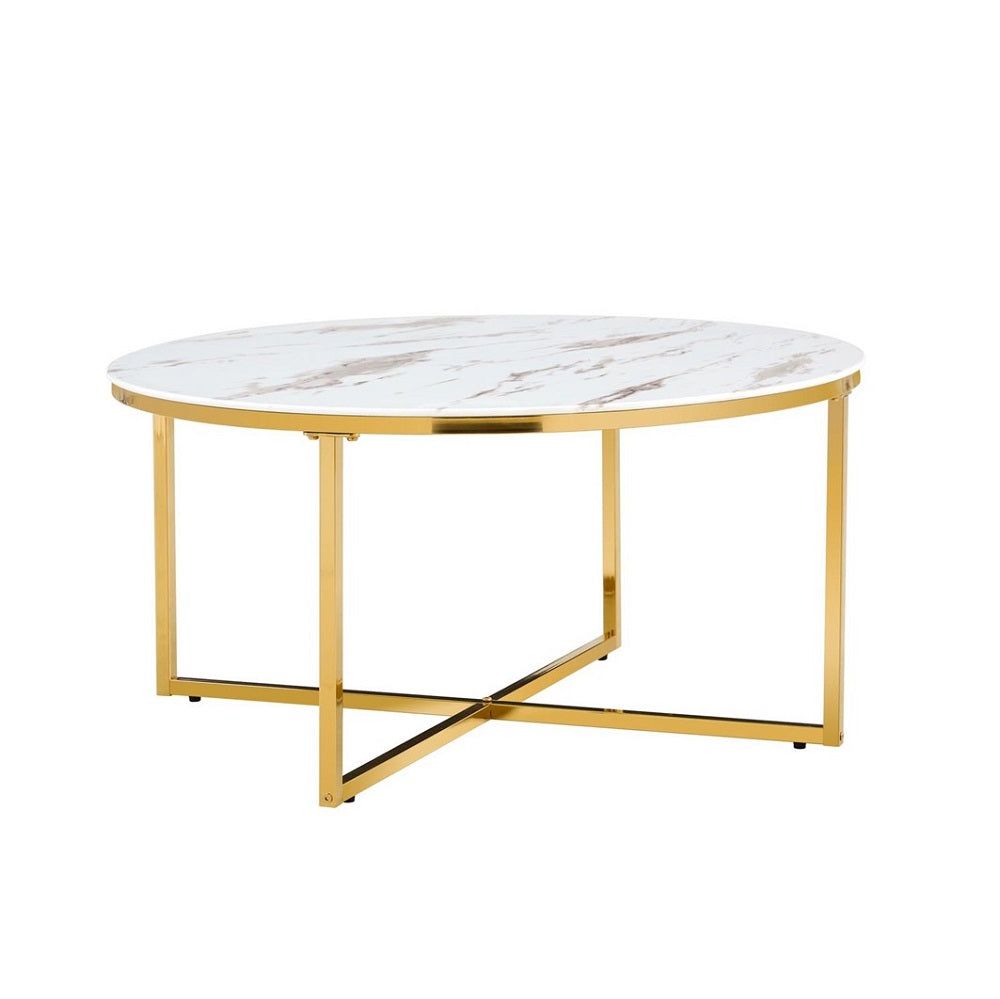 Table Basse Kasya - Plateau Marbre Carré avec Étagère Verre