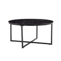 Table Basse Kasya - Plateau Marbre Carré avec Étagère Verre