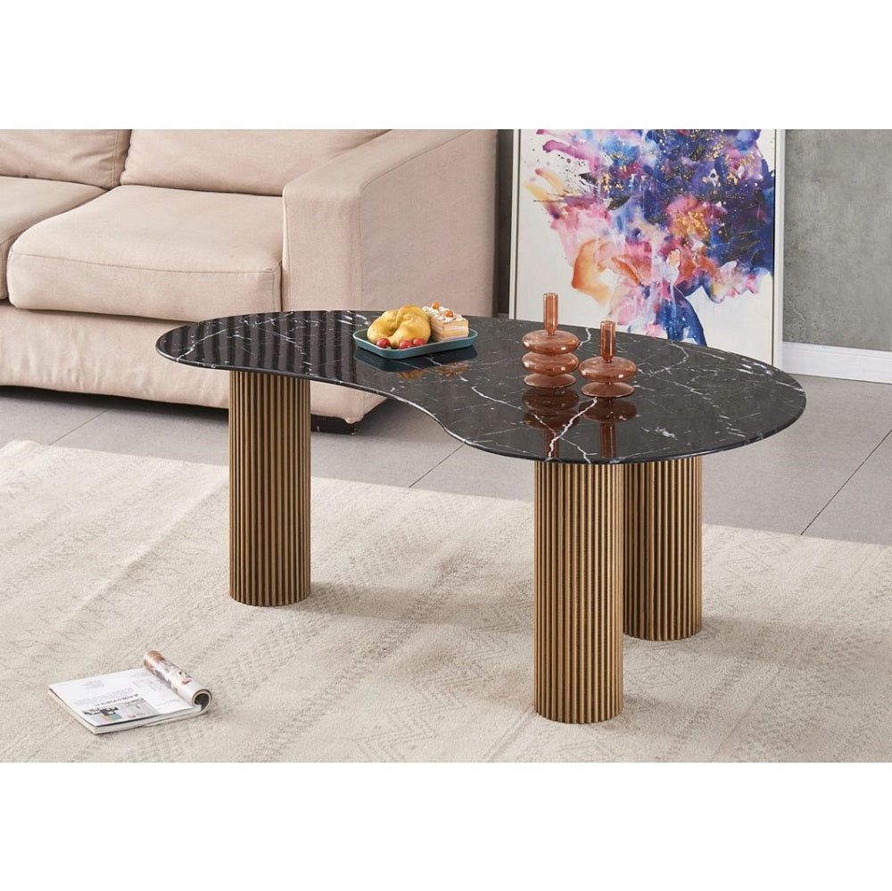 Table Basse Meta - Marbre, Verre et Métal