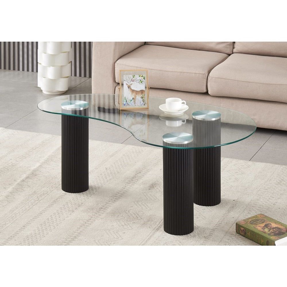 Table Basse Meta - Marbre, Verre et Métal