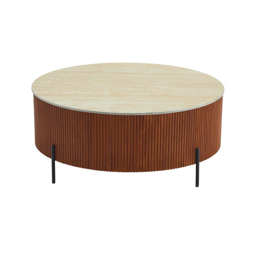 Table Basse Ruby - Plateau Verre et Base Métal Doré