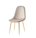 Chaise Scandi Velours Taupe – Pieds Dorés en Acier Inoxydable
