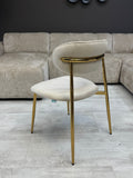 Chaise Leïla – Velours Beige et Pieds Dorés
