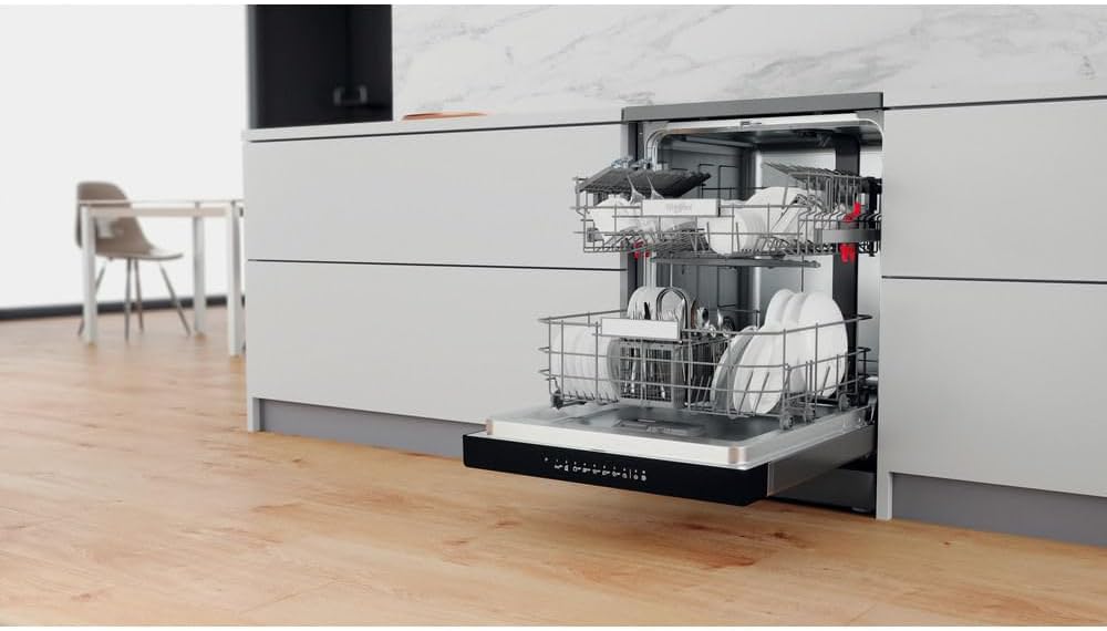 Whirlpool Lave-vaisselle, couleur inoxydable, grande capacité – WFO 3T141 X