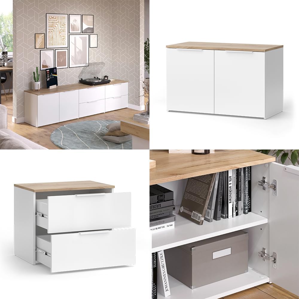 Vicco Meuble-paroi Wido, Blanc/Sonoma, 3 pièces