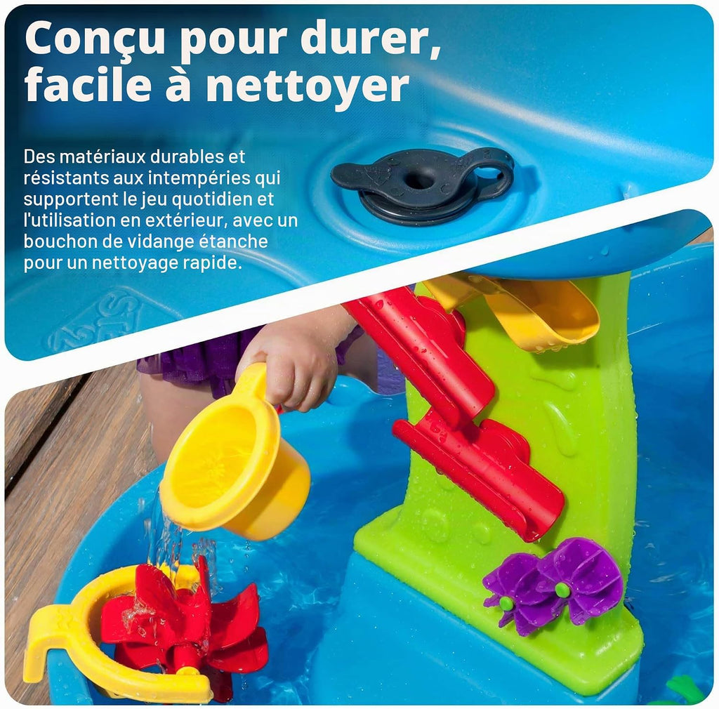 Step2 Rain Shower Splash Table d'eau avec 13 Accessoires - Bleu & Vert | Jeu extérieur Aquatique | Activité pour Le Jardin
