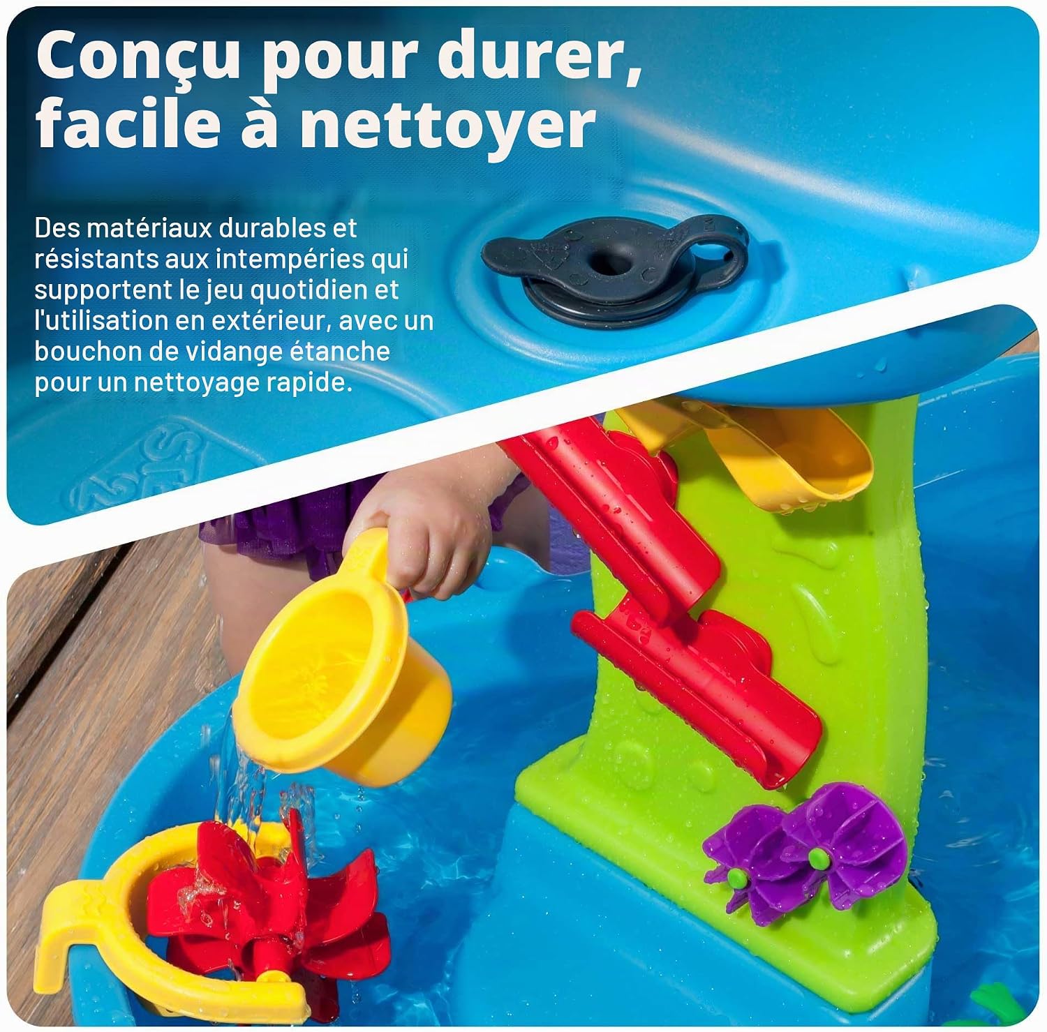 Step2 Rain Shower Splash Table d'eau avec 13 Accessoires - Bleu & Vert | Jeu extérieur Aquatique | Activité pour Le Jardin