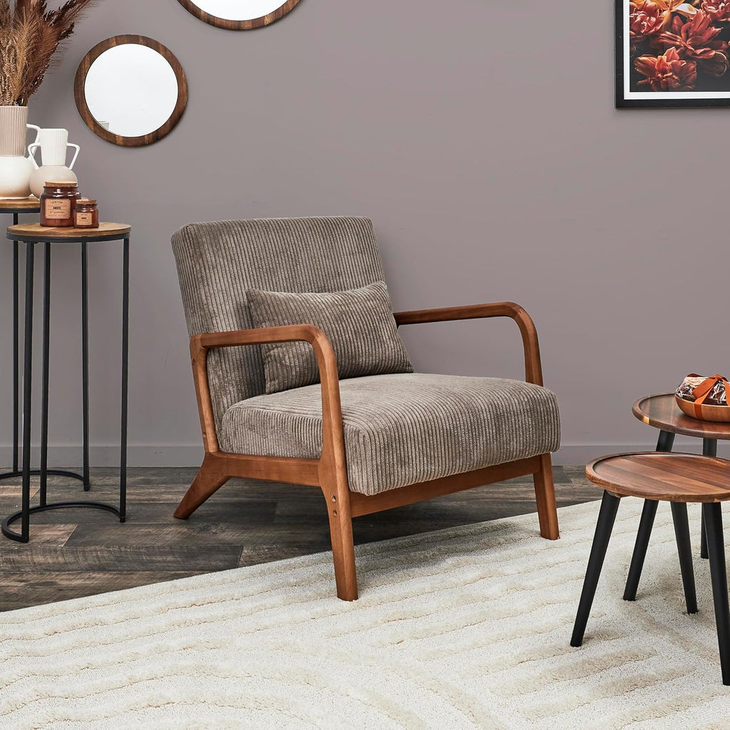 HOME DECO FACTORY, HD0348, Fauteuil Salon Cotele Scott Taupe, Softness, Mobilier, Assise, canapé et Fauteuil, 64,5x75x83,5 cm, Hauteur Assise 43 cm, Taupe