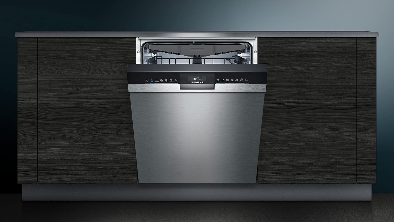 Siemens SN43ES14VE, iQ300 Lave-vaisselle intelligent, lave-vaisselle sous meuble avec tiroir à couverts, 60 cm, ouverture automatique de la porte grâce à AutoOpen dry, particulièrement silencieux avec