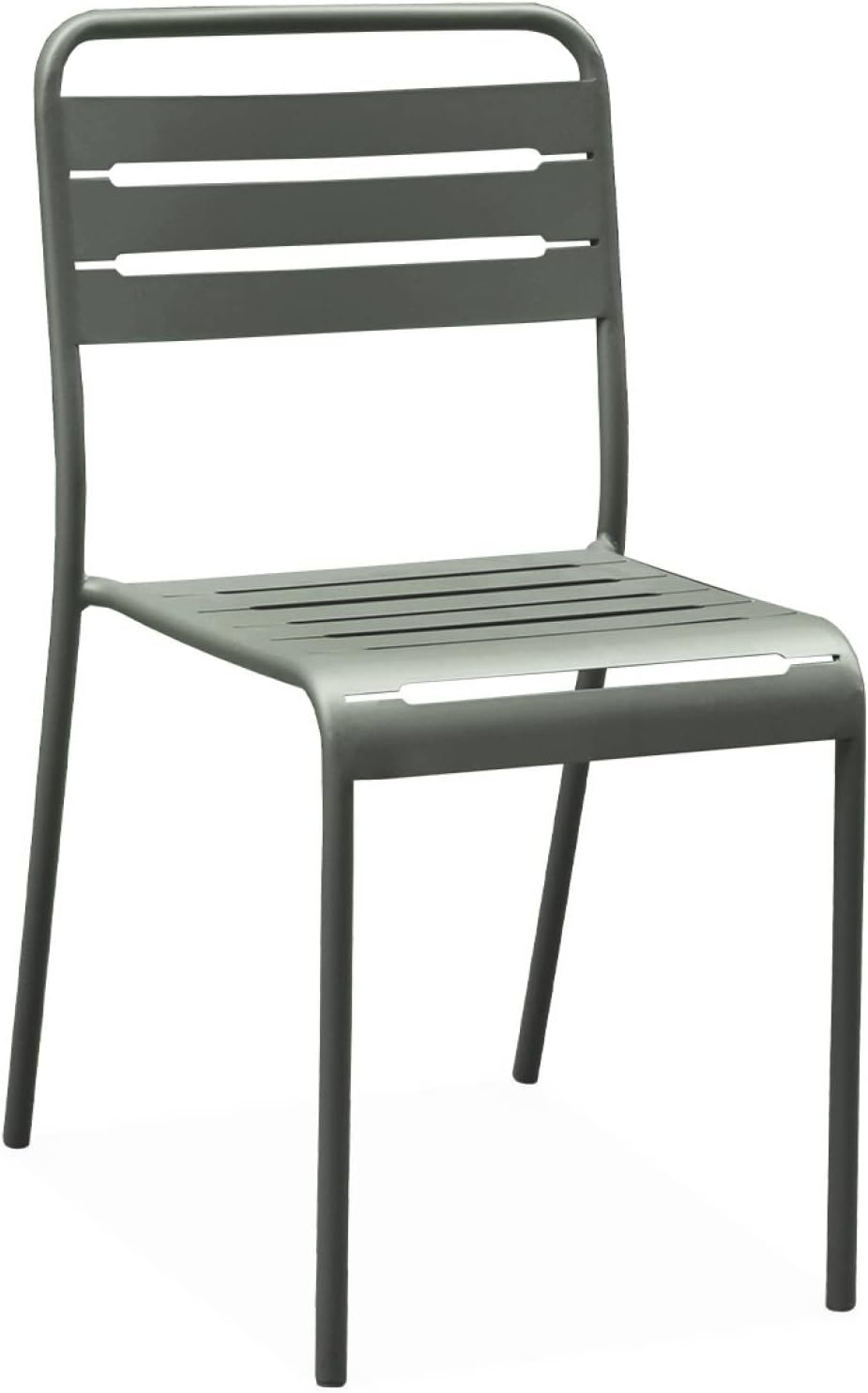 sweeek - Table de Jardin métal + 4 assises Anthracite en Kaki. Amelia. 120x70xH72.5cm