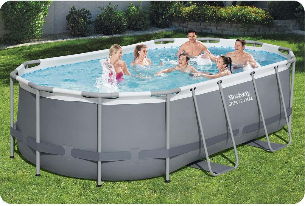 Bestway Power Steel 56088 Kit piscine avec pompe filtrante Gris ovale Bleu 427 x 250 x 100 cm