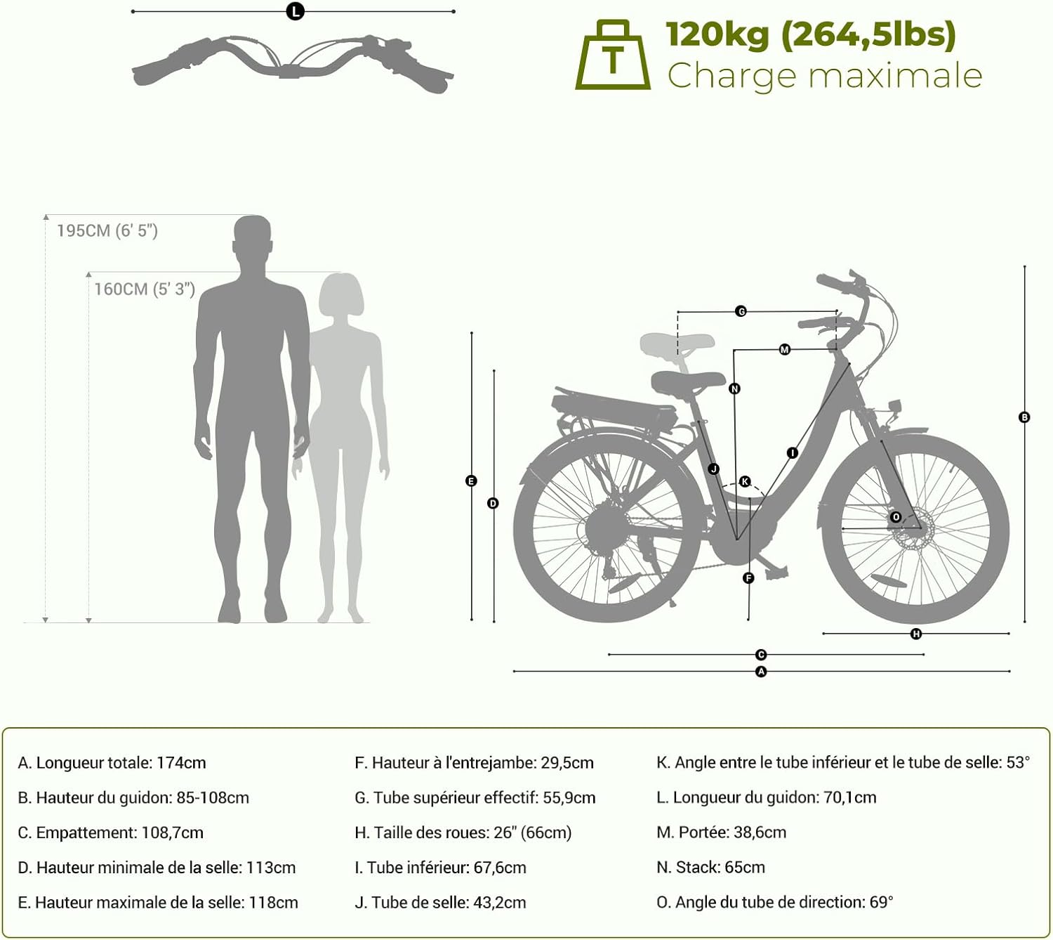 Eleglide C2 Vélo Électrique Adulte, 100Km Autonomie, Batterie Amovible, Freins Hydrauliques, Suspension Avant, 7 Vitesses, Vélo électrique à Moteur Central, Confortable pour Ville/Trekking