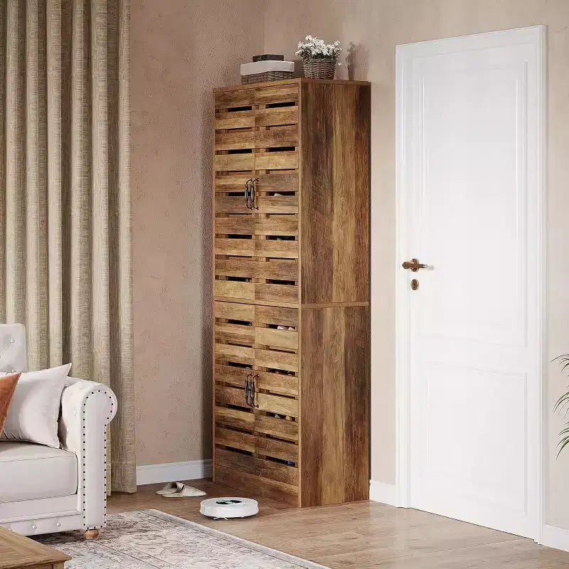 Lantine 70.8 Tall Shoe Cabinet with Shutter Doors, 9-Tier 27 Pairs Vertical Shoe Storage Cabinet