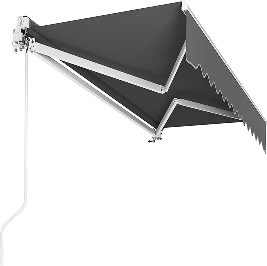 Store Banne Manuel, 250 x 200 cm, Auvent Rétractable à Bras Repliable, Store Articulé, avec Support Mural, Manivelle, Imperméable, Aluminium/Polyester, pour Balcon, Resto, Café, Anthracite