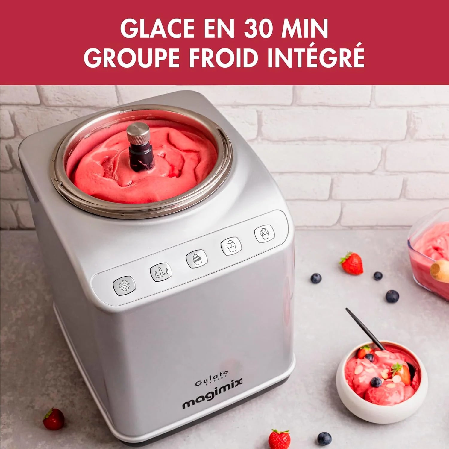 Magimix Gelato Expert sorbetière 11680, turbine pro, granité/glace italienne