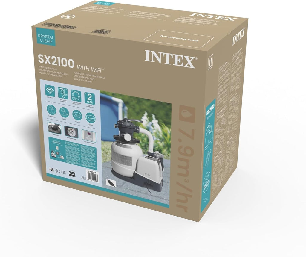 Intex SX2100 Plus Pompe de filtre à sable W/RCD (220-240 V) 26656GS (débit de la pompe : 7,9 m³/h)