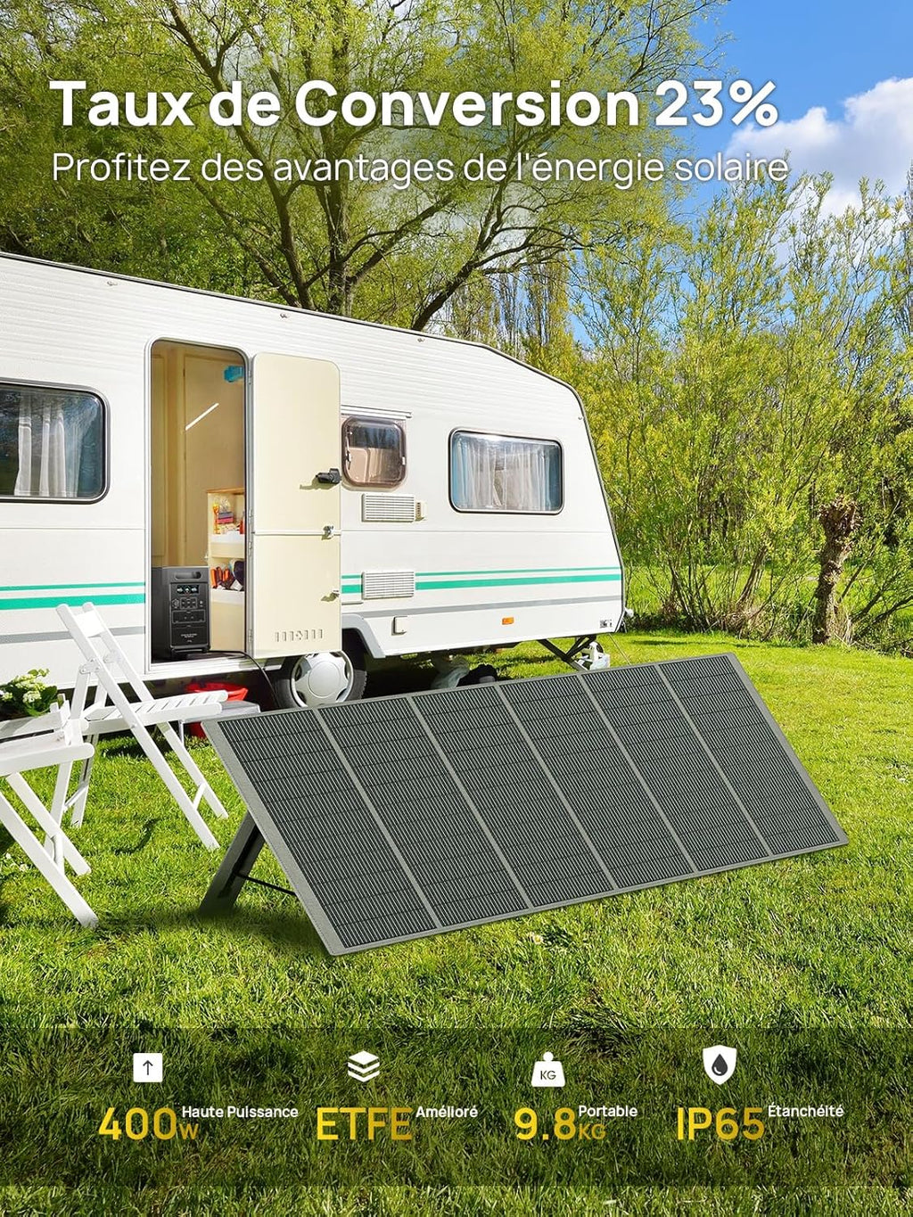 AFERIY Générateur Solaire 2400W avec 2x200W Panneau Solaire, 2048Wh Batteries LiFePO4, Sorties AC 220V-240V, Panneau Solaire Pliable avec Ports USB, IP65, pour Camping/Maison/Domicile