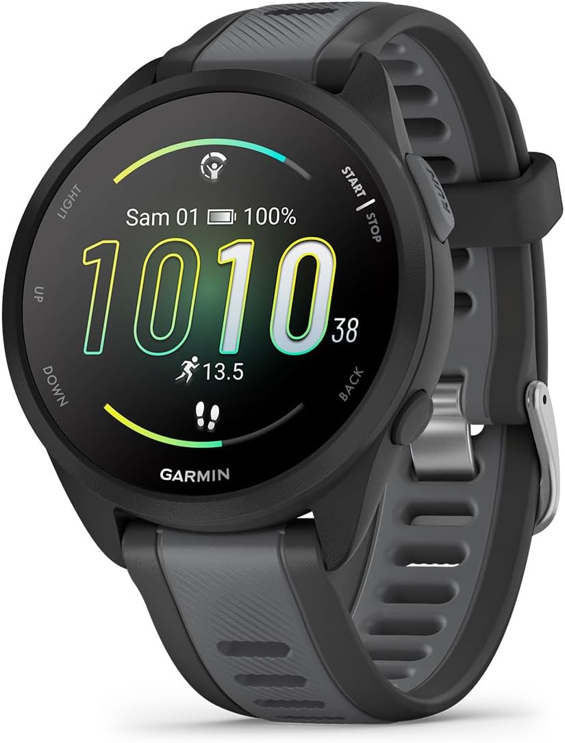Garmin Forerunner 165 - Montre GPS connectée de Running avec écran AMOLED – Noir/Gris - Boîtier 43 mm